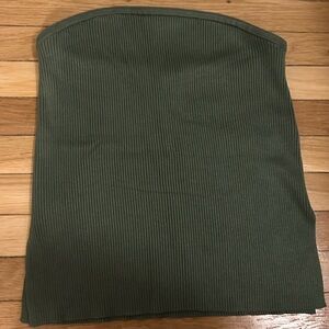 Abercrombie & Fitch Dark Green Ribbed Knit Sleeveless Tube Top